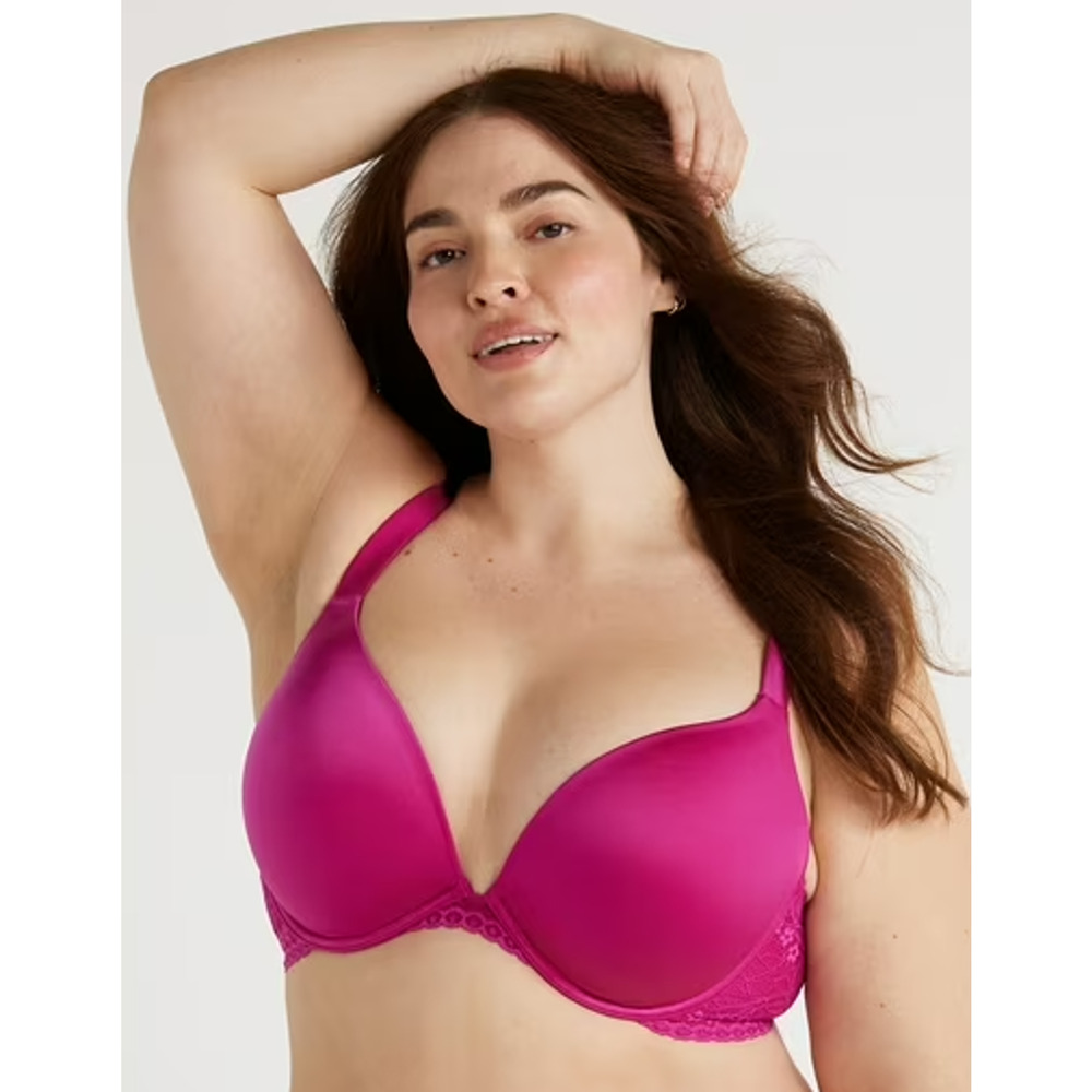 Joyspun Pink Full Coverage Lightly Padded Plunge Underwire Push‎ Up Bra Size 42D